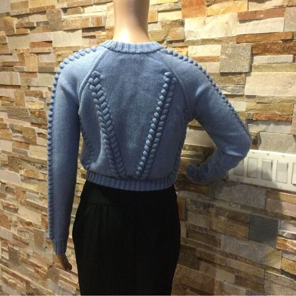 MILLY Cropped Braided Sweater - Picture 3 of 8